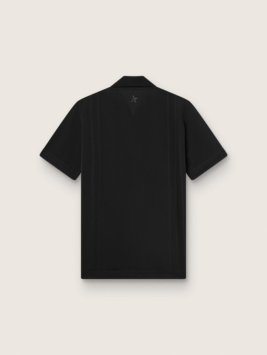 camisa polo esportiva masculina preta com zíper