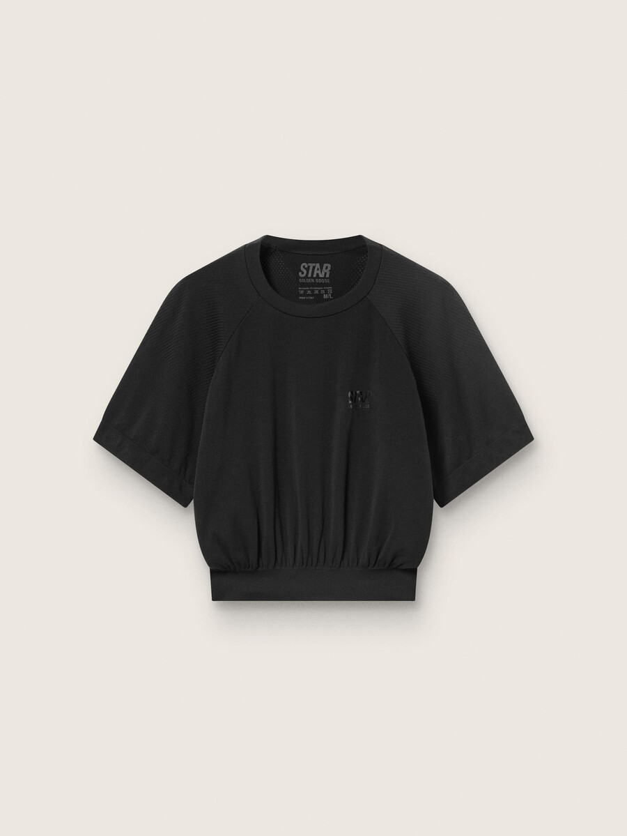 camiseta esportiva cropped preta feminina