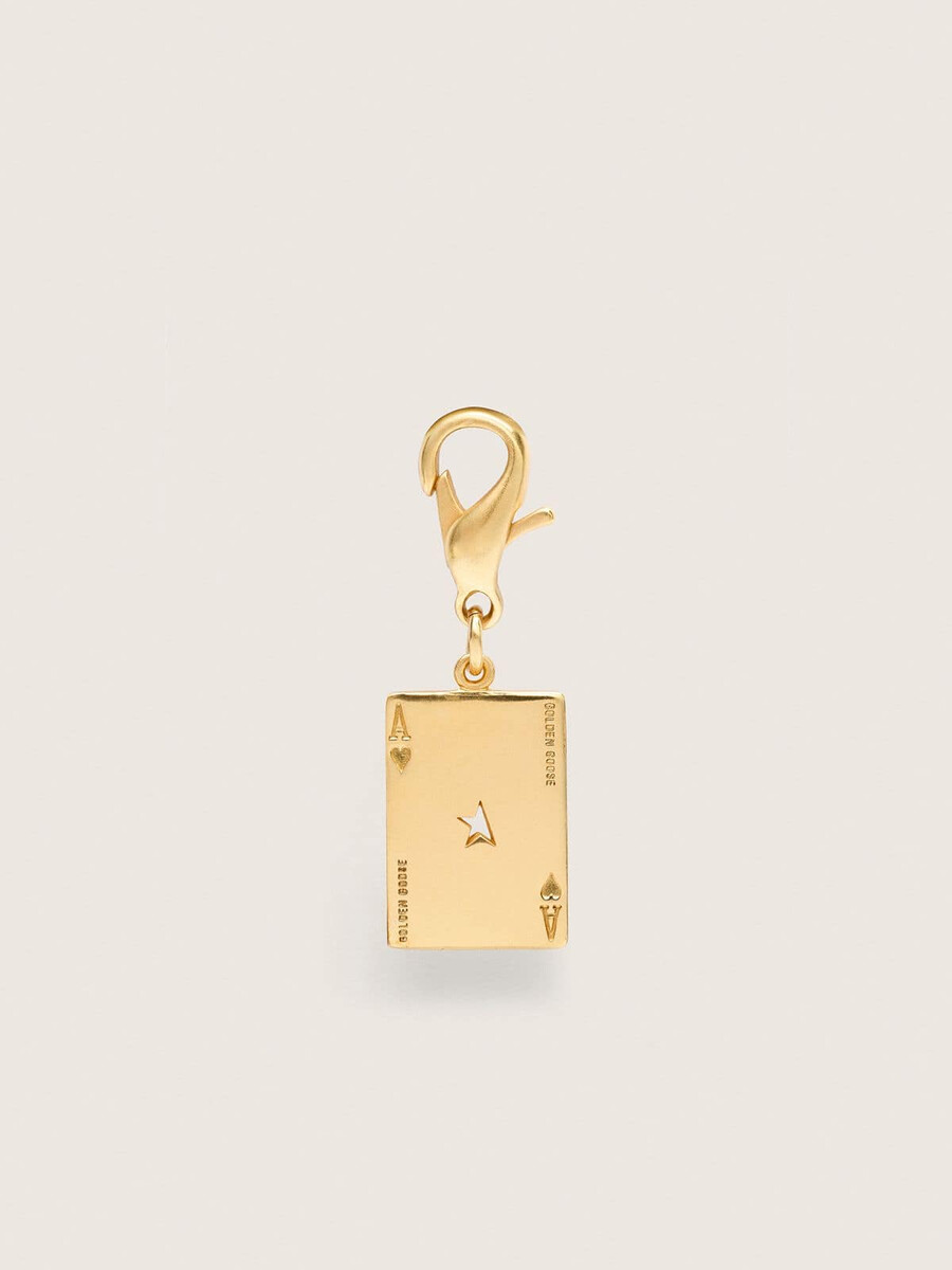 pingente de carta de baralho em latão dourado