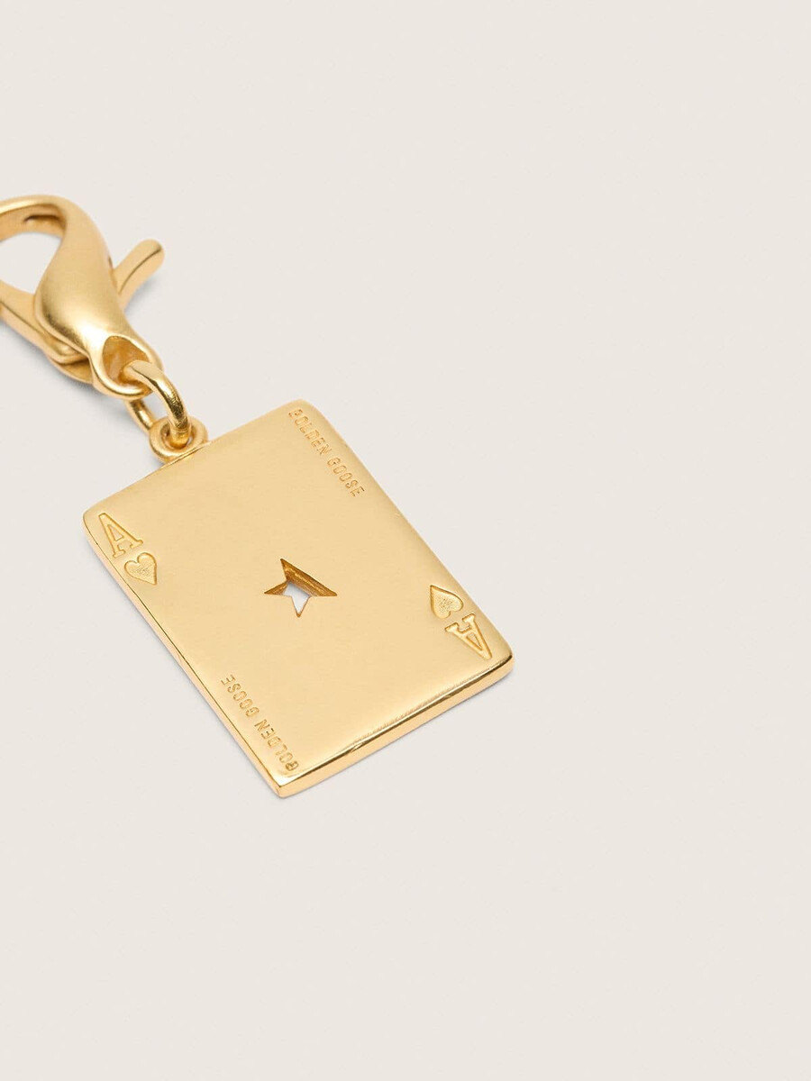 pingente de carta de baralho em latão dourado
