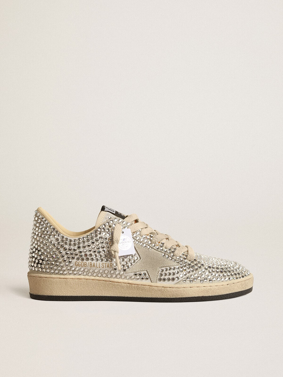 estrela feminina ball com cristais swarovski e camurça cinza.