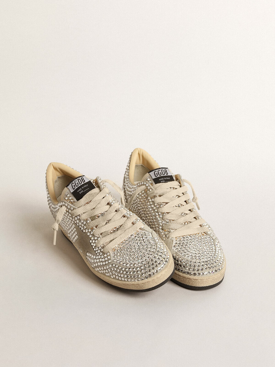 estrela feminina ball com cristais swarovski e camurça cinza.