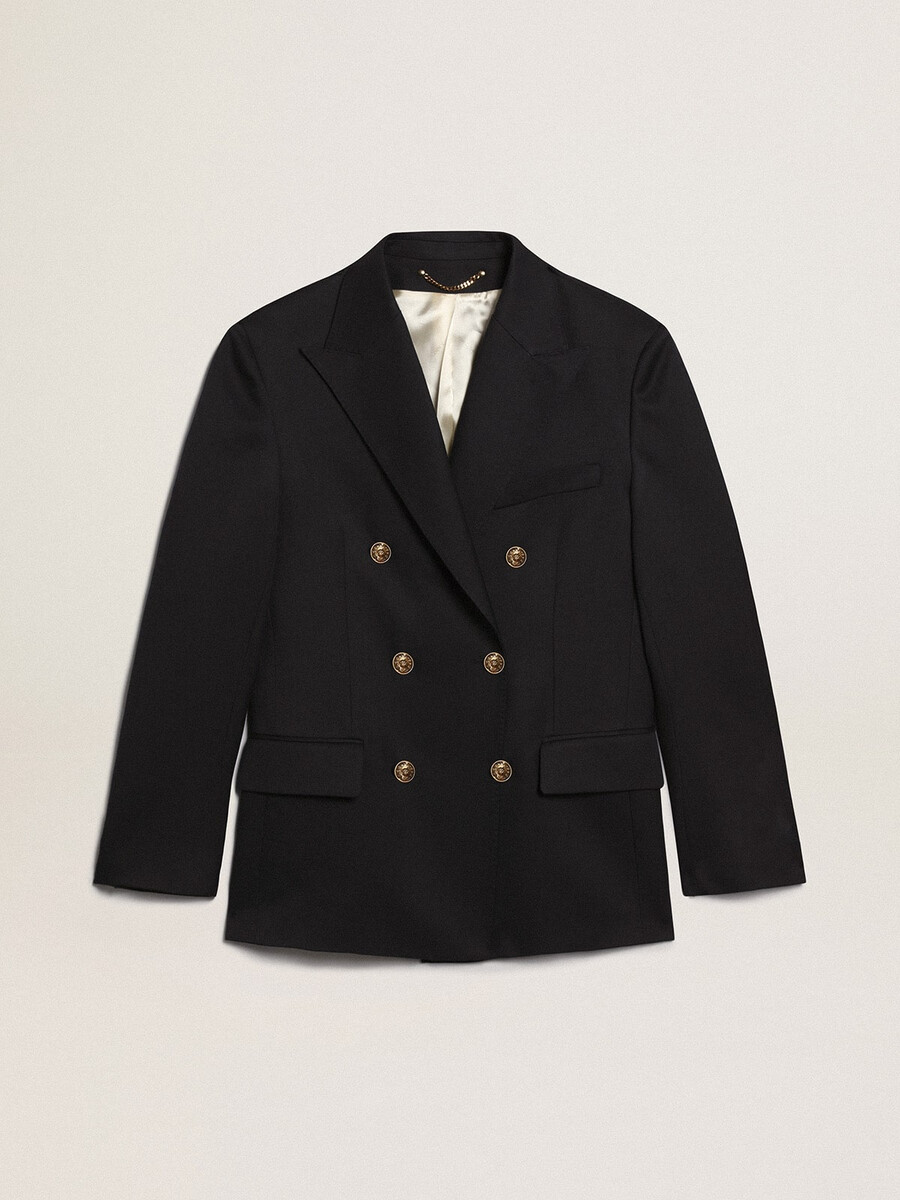 blazer masculino de abotoamento duplo na cor azul-marinho