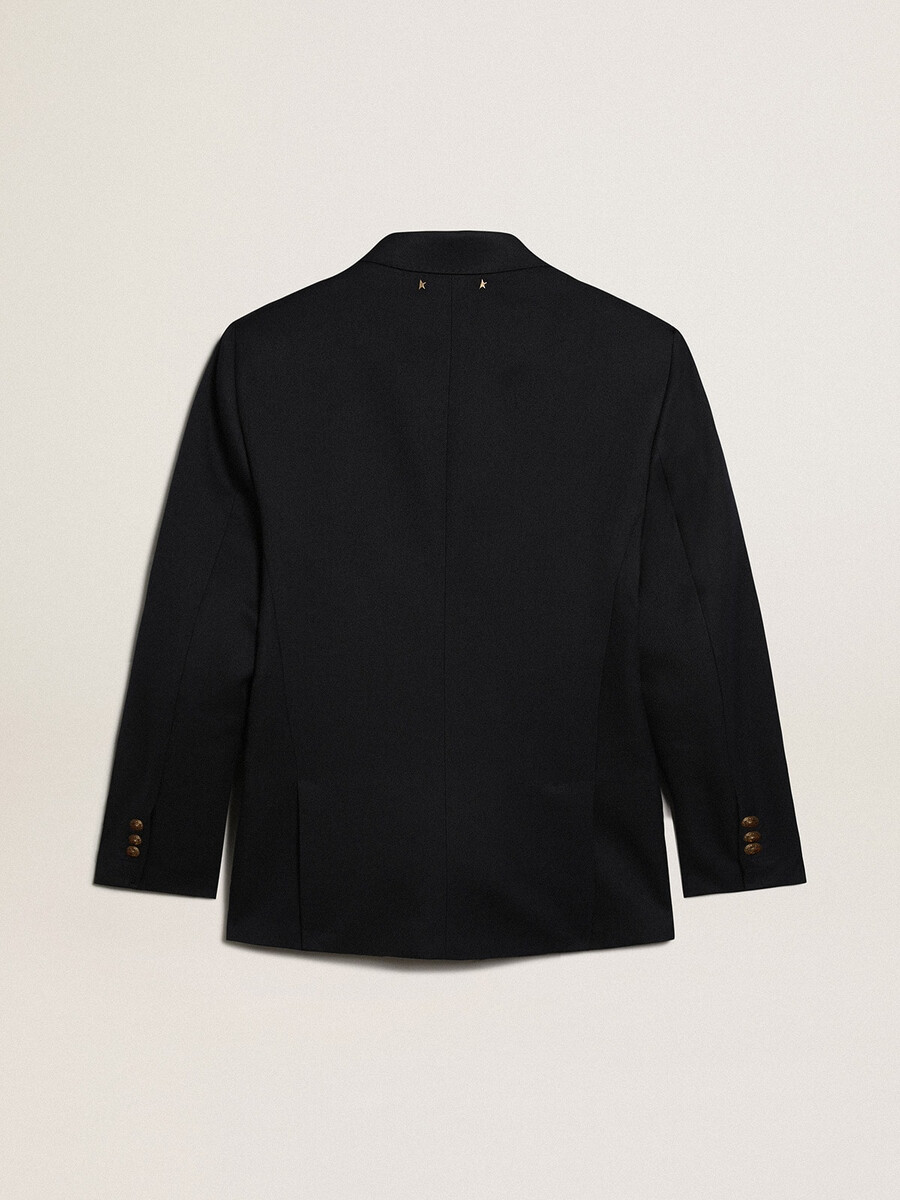 blazer masculino de abotoamento duplo na cor azul-marinho