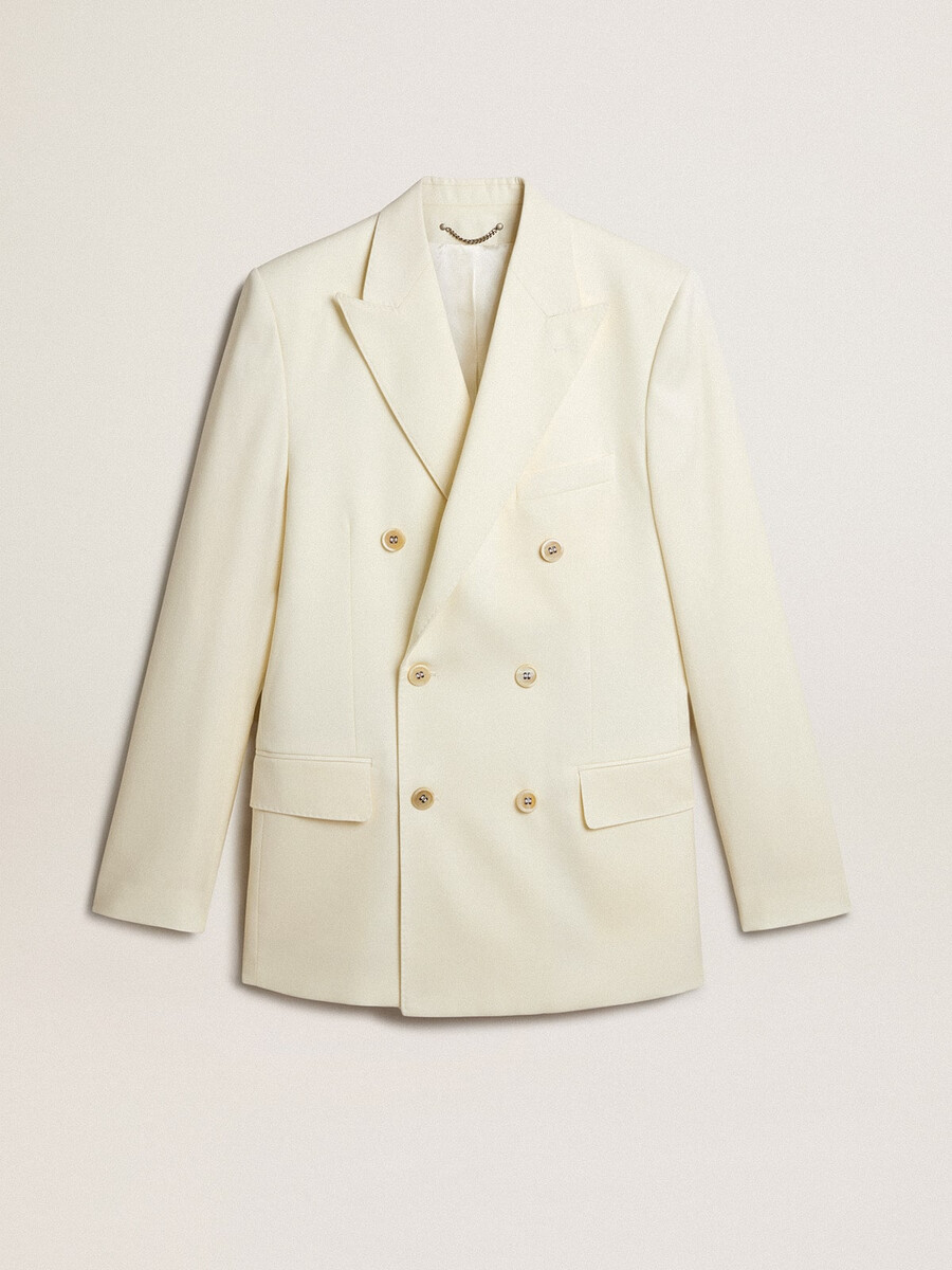 blazer masculino creme de abotoamento duplo