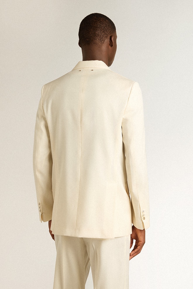 blazer masculino creme de abotoamento duplo