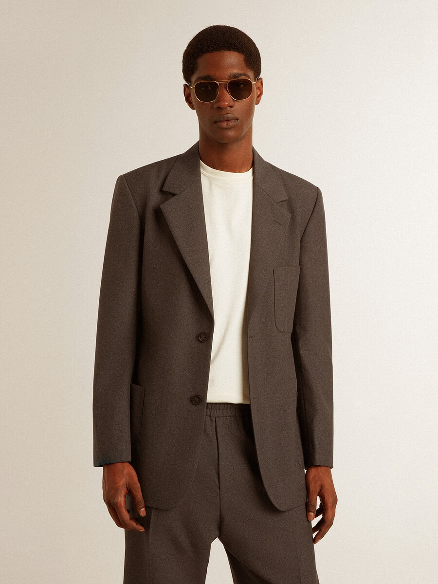 blazer masculino sob medida em lã virgem cinza antracite