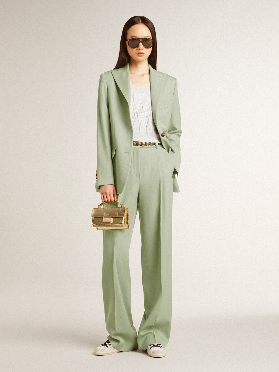 blazer feminino em lã verde-sálvia
