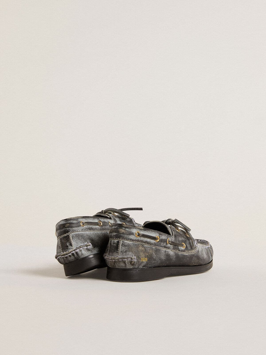 mocassim junior cruise em couro preto envelhecido