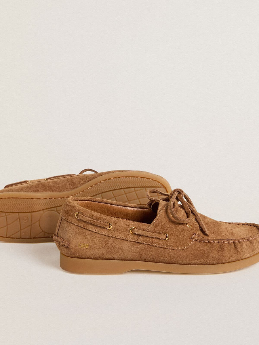 mocassim junior cruise em camurça marrom claro