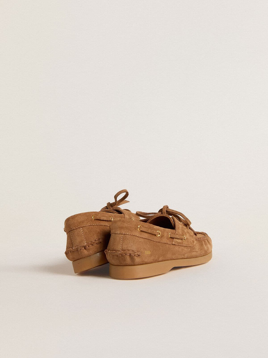 mocassim junior cruise em camurça marrom claro