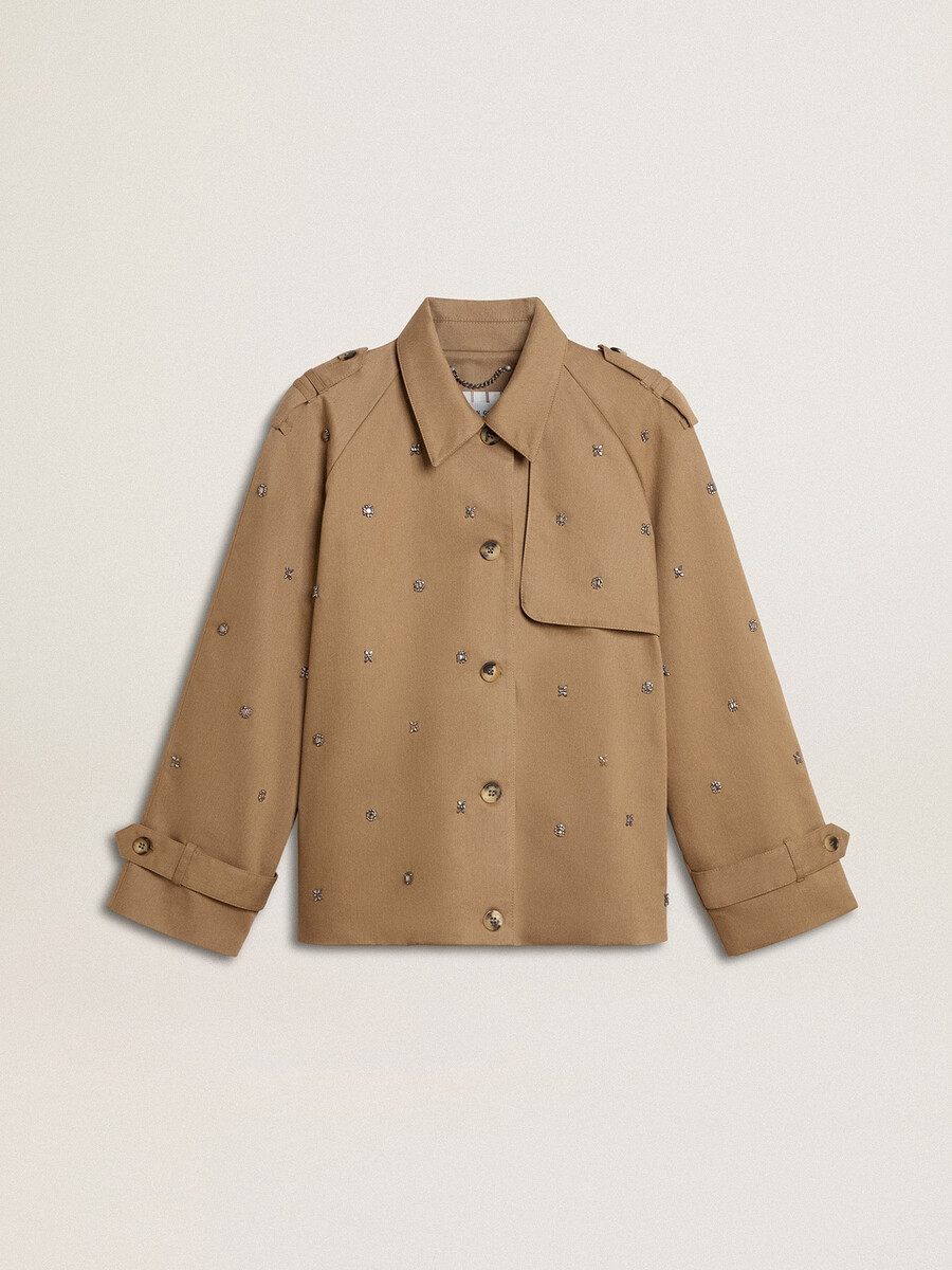 trench coat feminino oversized com cristais