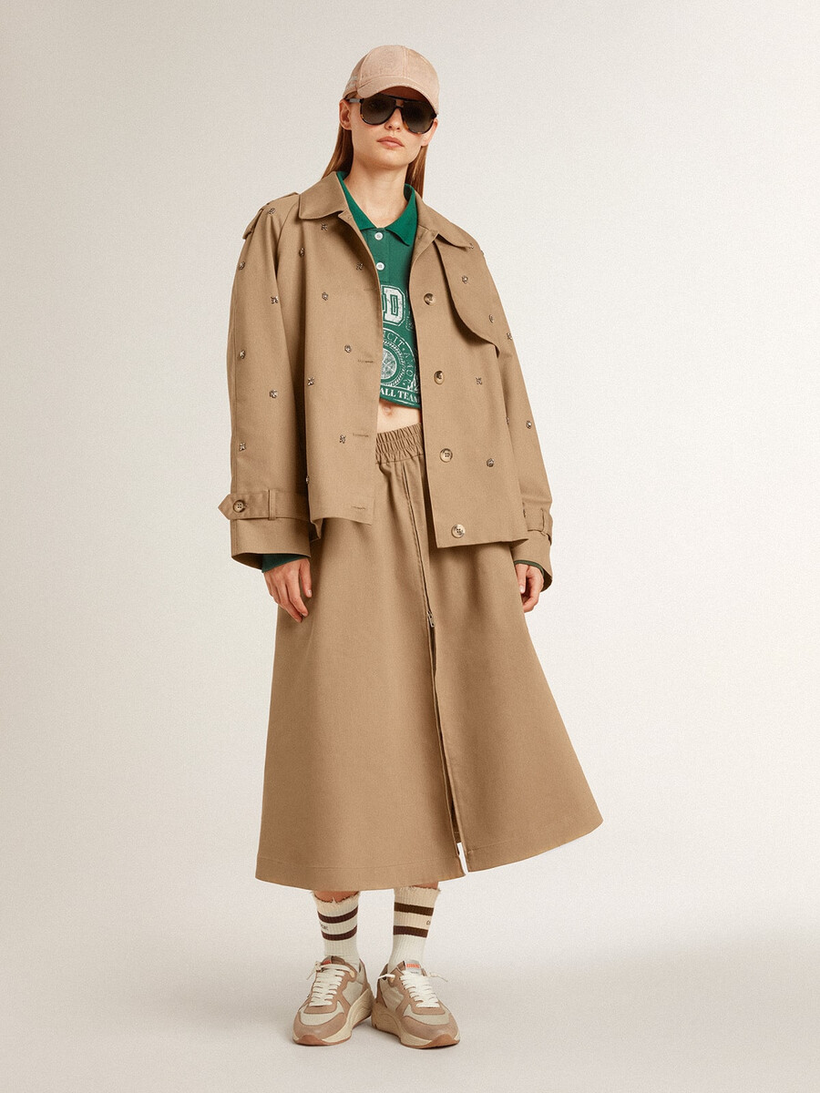 trench coat feminino oversized com cristais