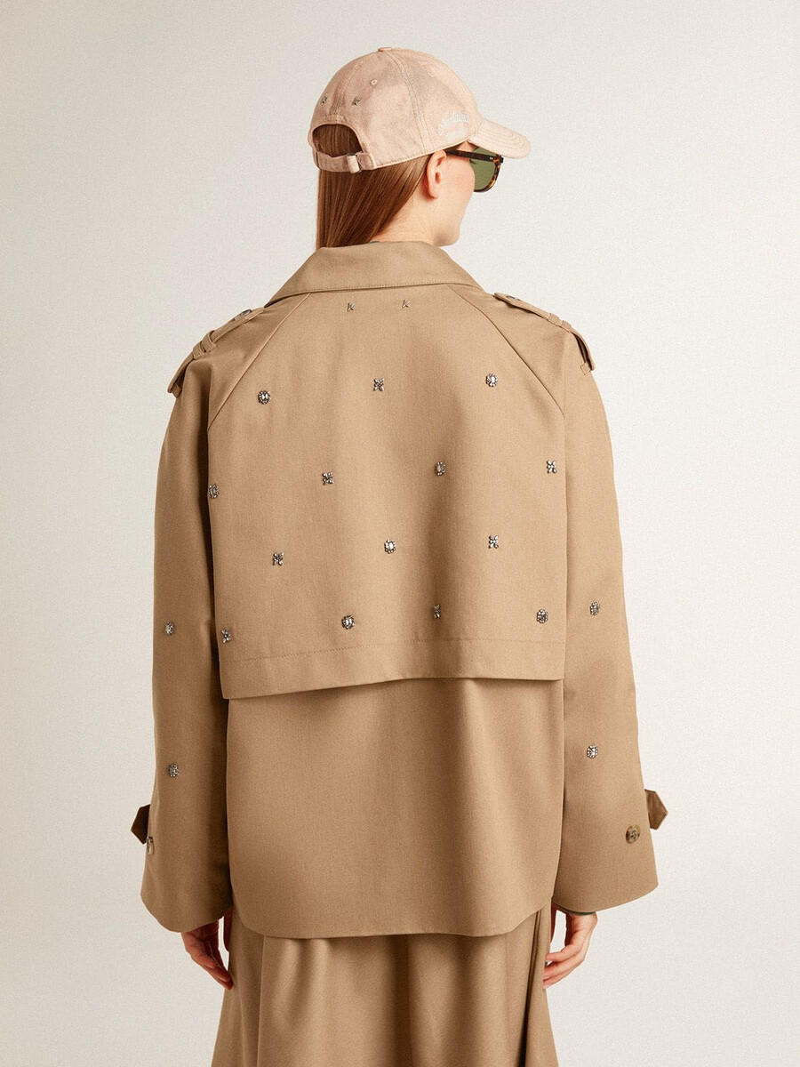 trench coat feminino oversized com cristais