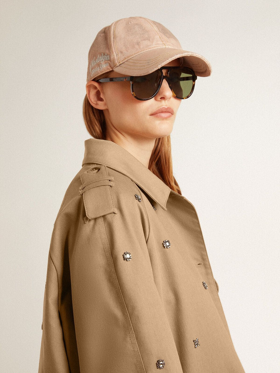 trench coat feminino oversized com cristais