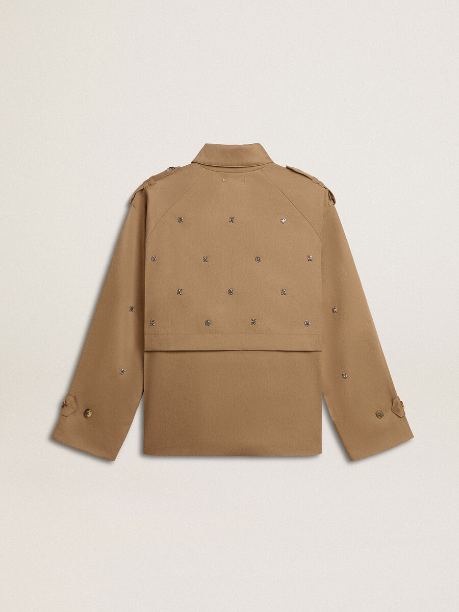 trench coat feminino oversized com cristais