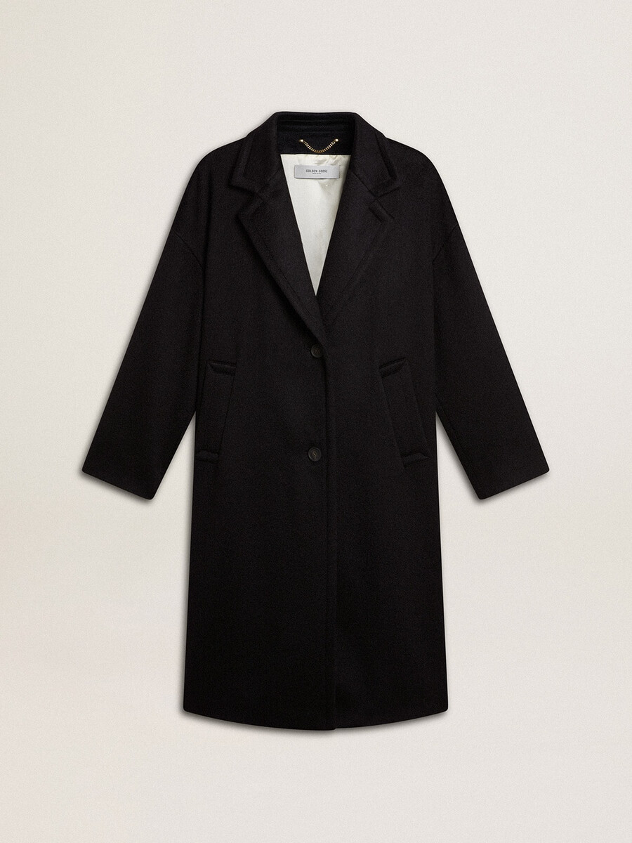 casaco preto feminino de abotoamento simples