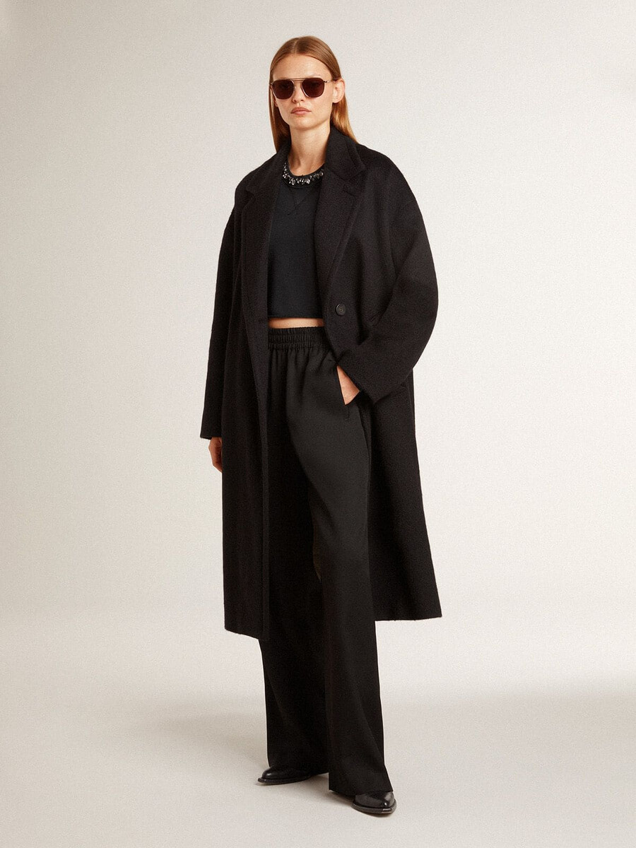 casaco preto feminino de abotoamento simples