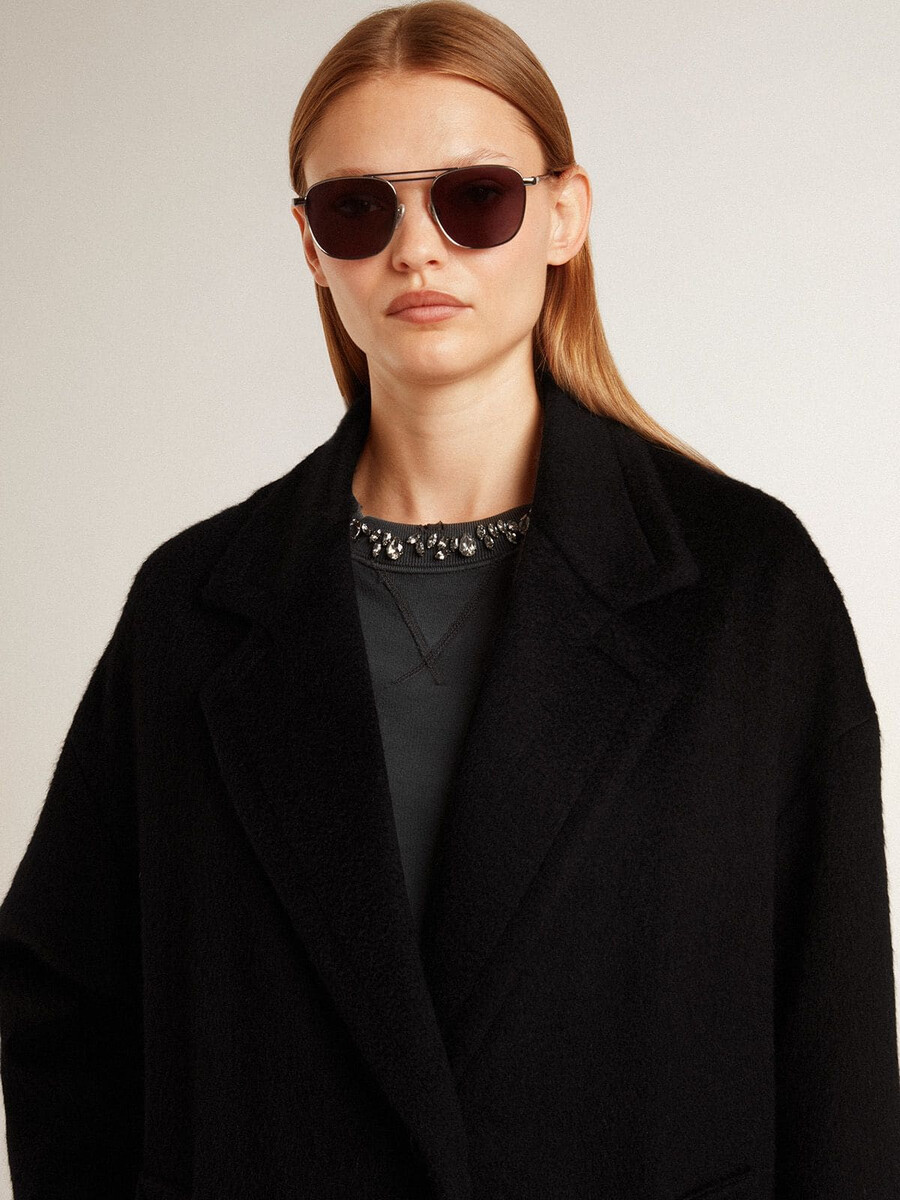 casaco preto feminino de abotoamento simples