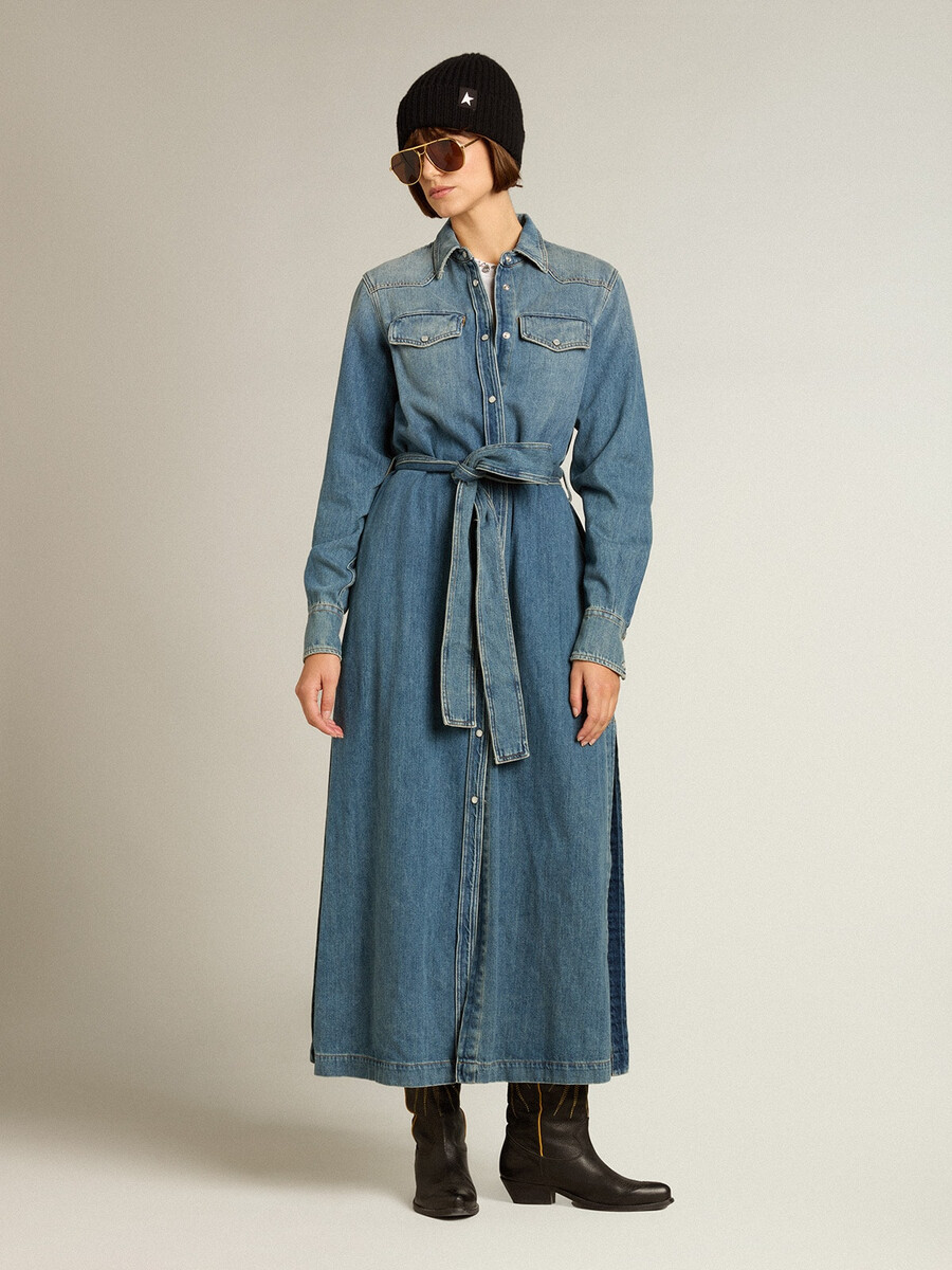 vestido camisa jeans feminino