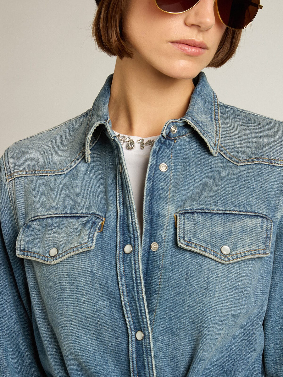 vestido camisa jeans feminino