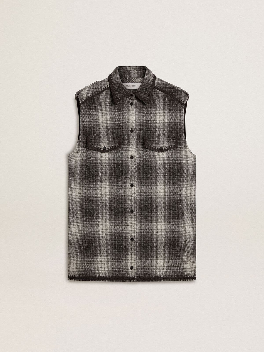 vestido camiseiro feminino cinza escuro em mistura de lã