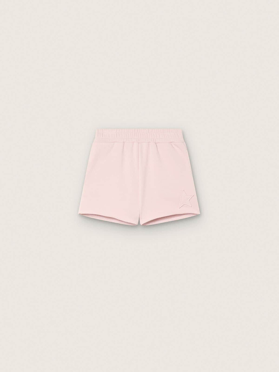 shorts star girls em algodão rosa com patch e logotipo.