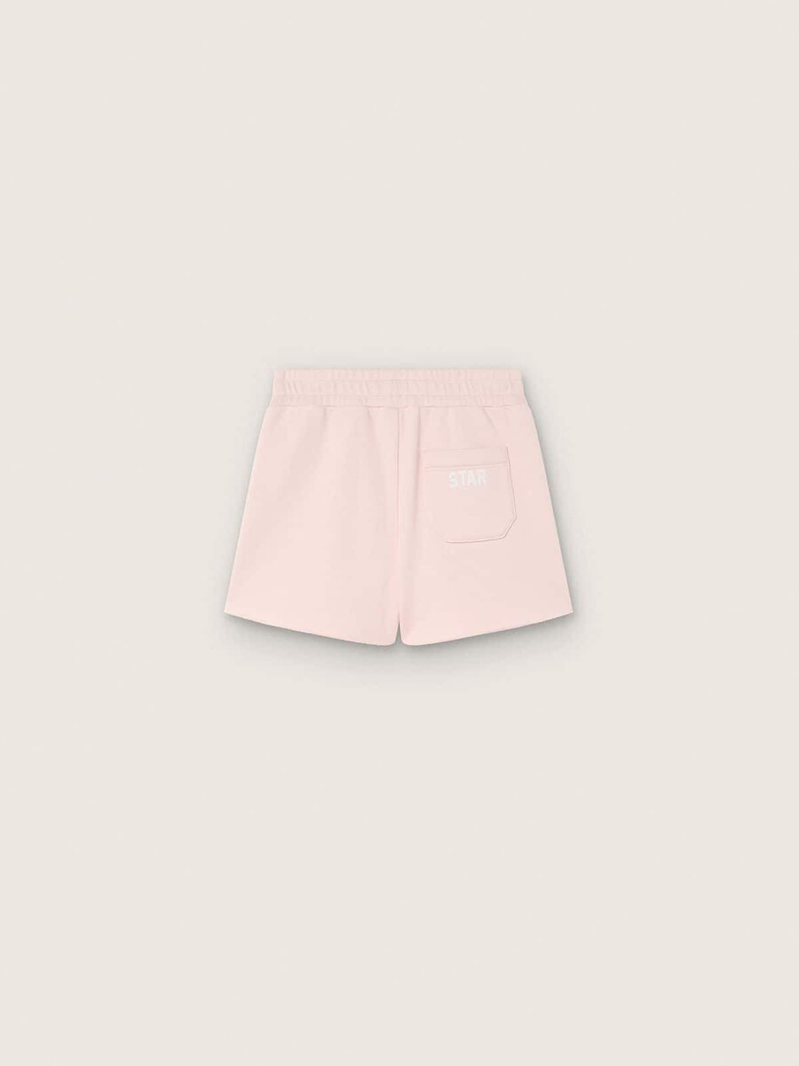 shorts star girls em algodão rosa com patch e logotipo.