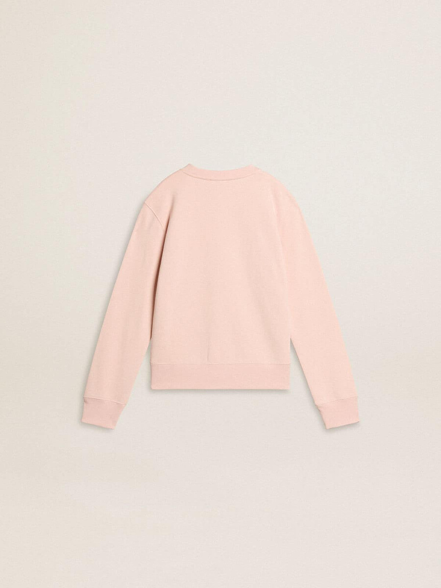 moletom rosa feminino com letras rosa na frente.