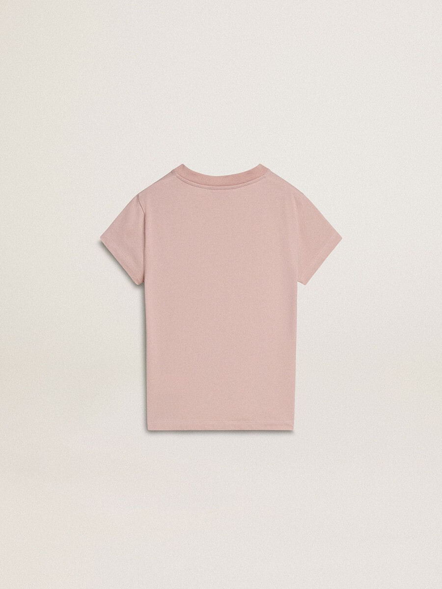 camiseta rosa infantil com estampa branca