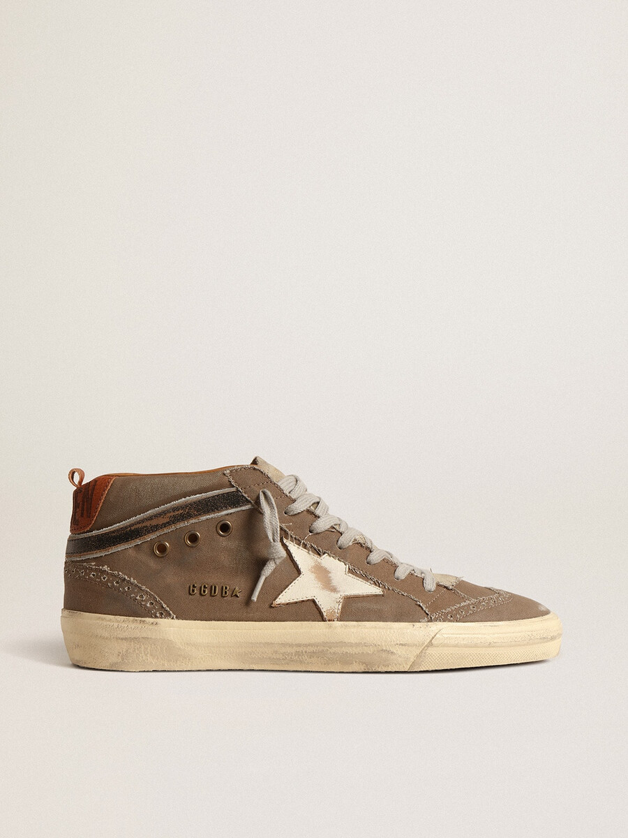 mid star em lona verde com estrela de couro e detalhe preto