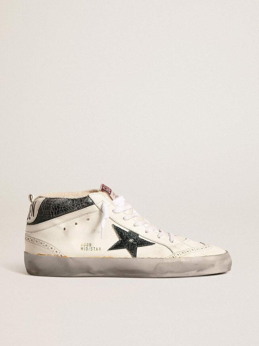 estrela mid star com estrela de couro metálico verde e flash branco