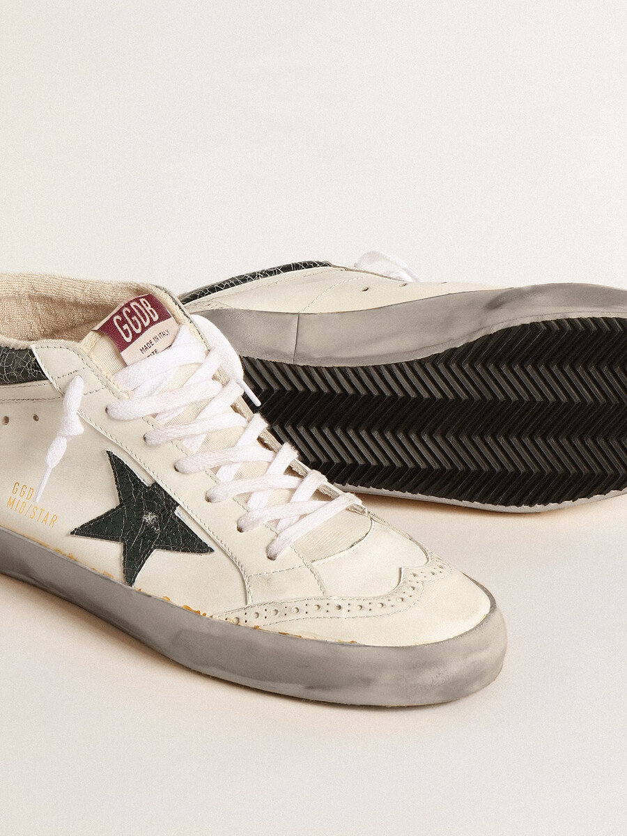 estrela mid star com estrela de couro metálico verde e flash branco