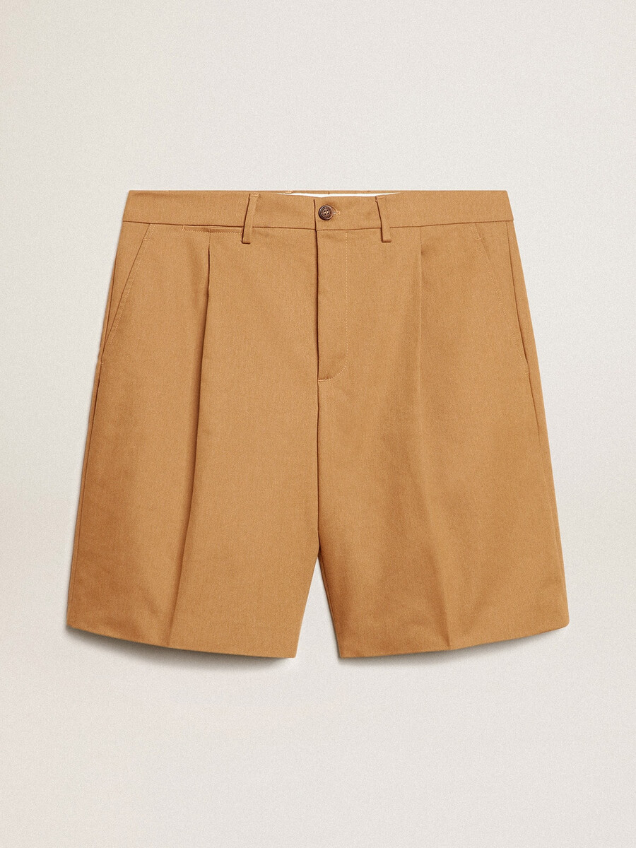 bermuda masculina em algodão bege