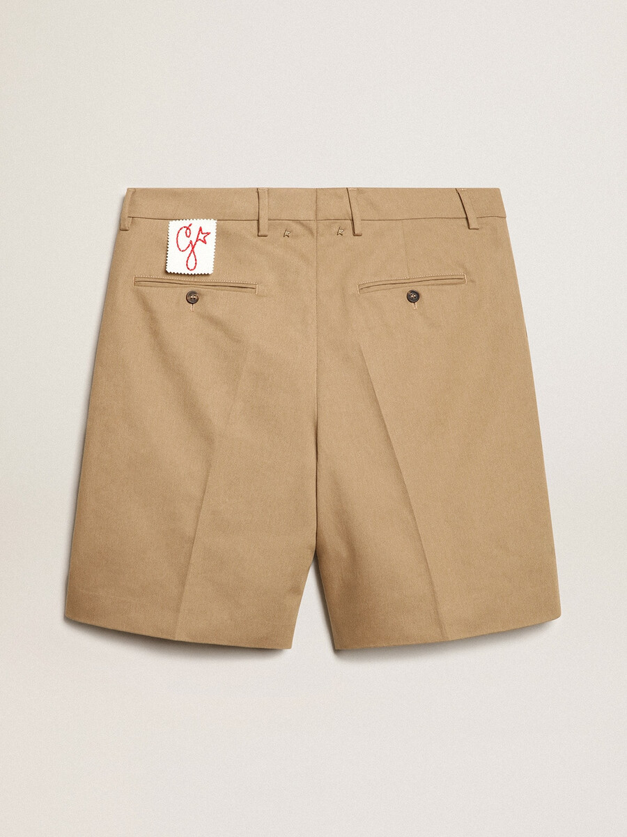 bermuda masculina em algodão bege