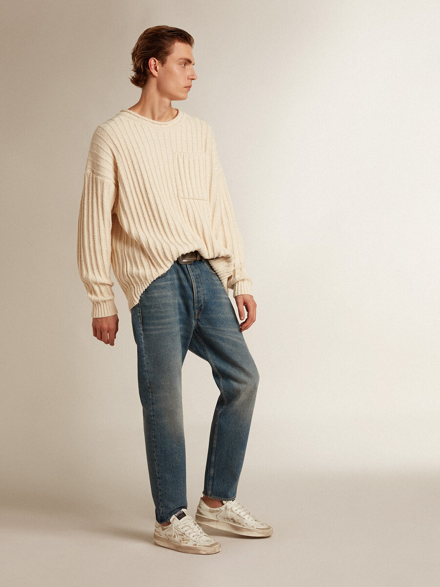 calça jeans masculina slim fit com lavagem média