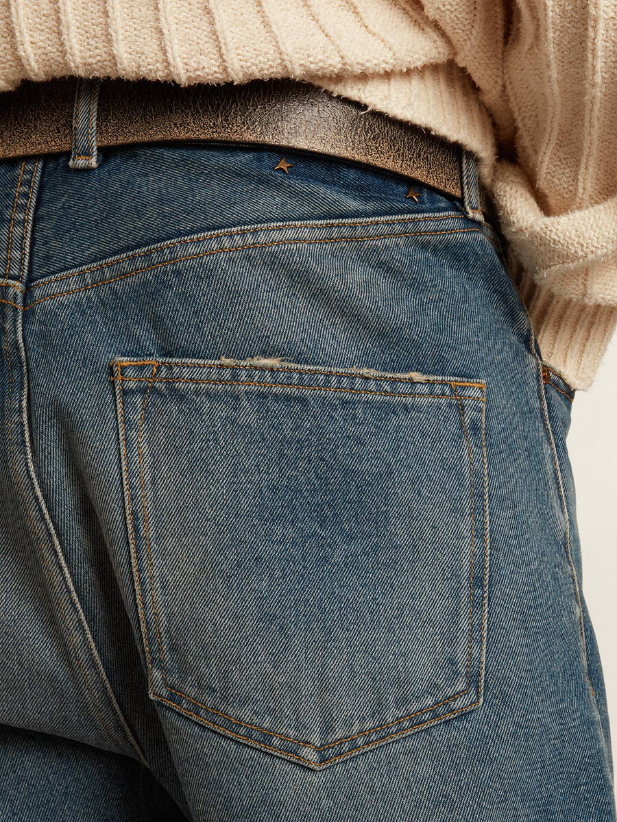 calça jeans masculina slim fit com lavagem média