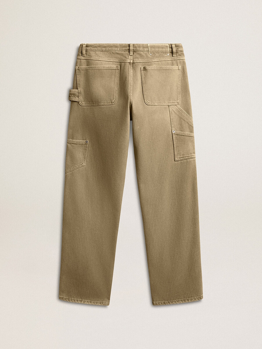 calça feminina de algodão com efeito desgastado