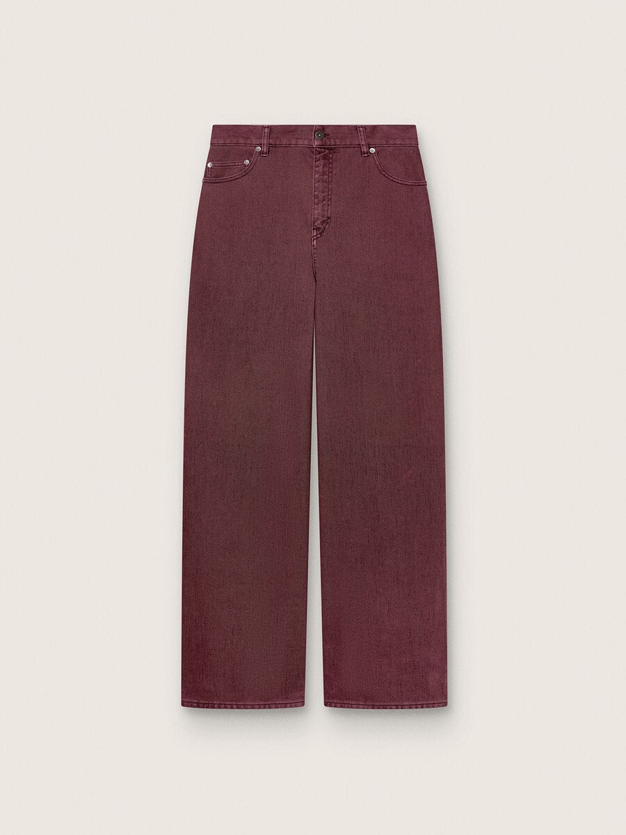 calça jeans feminina em denim bordô