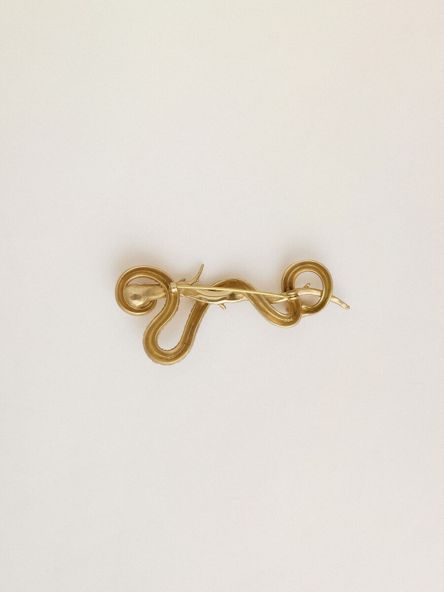 broche antigo em forma de cobra dourado