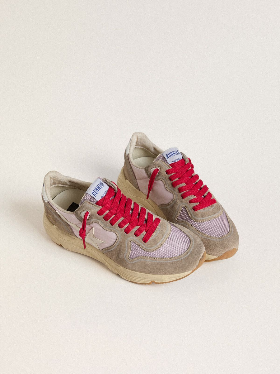 running sole ltd em nylon rosa com estrela de couro branco