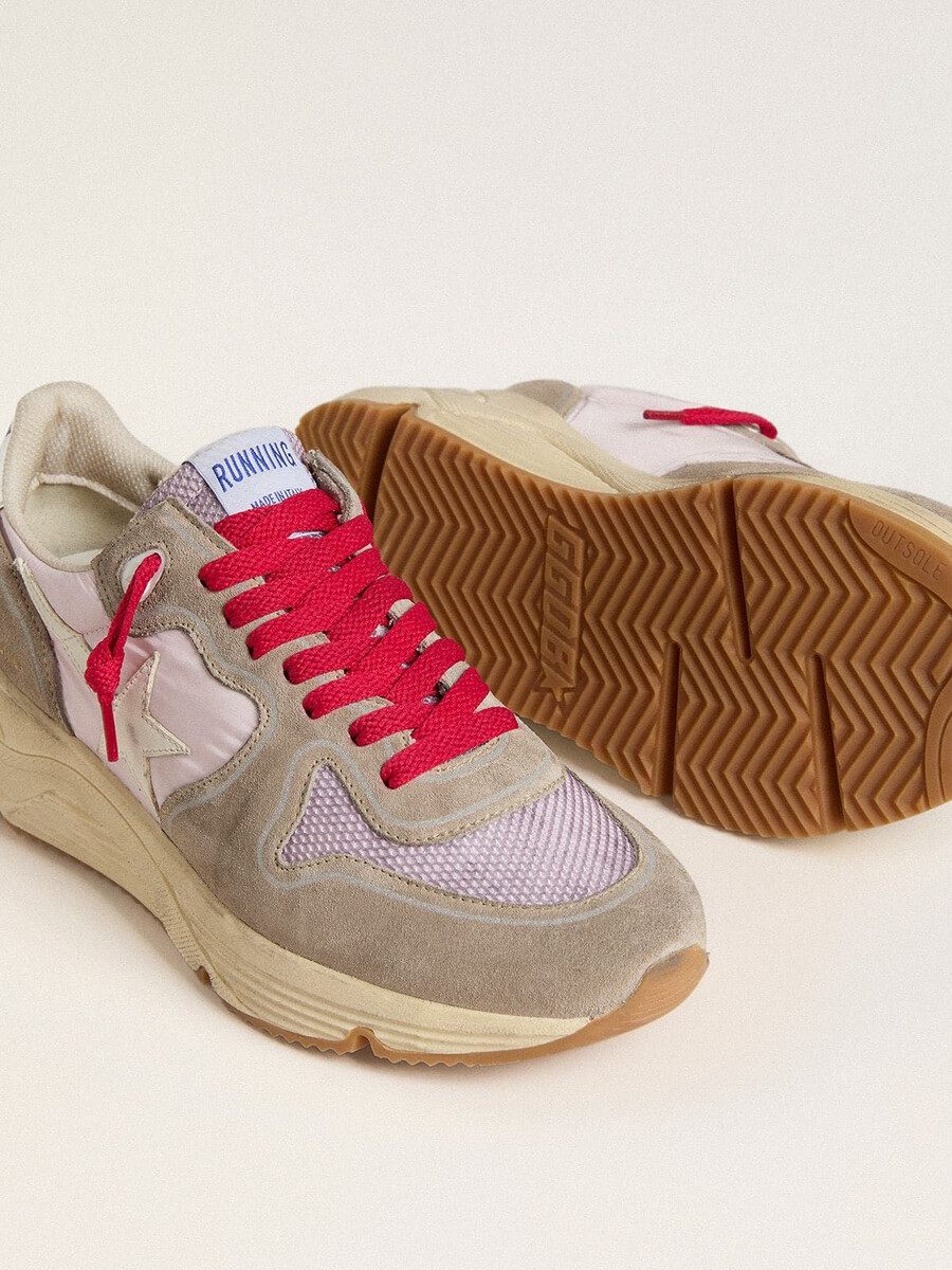 running sole ltd em nylon rosa com estrela de couro branco