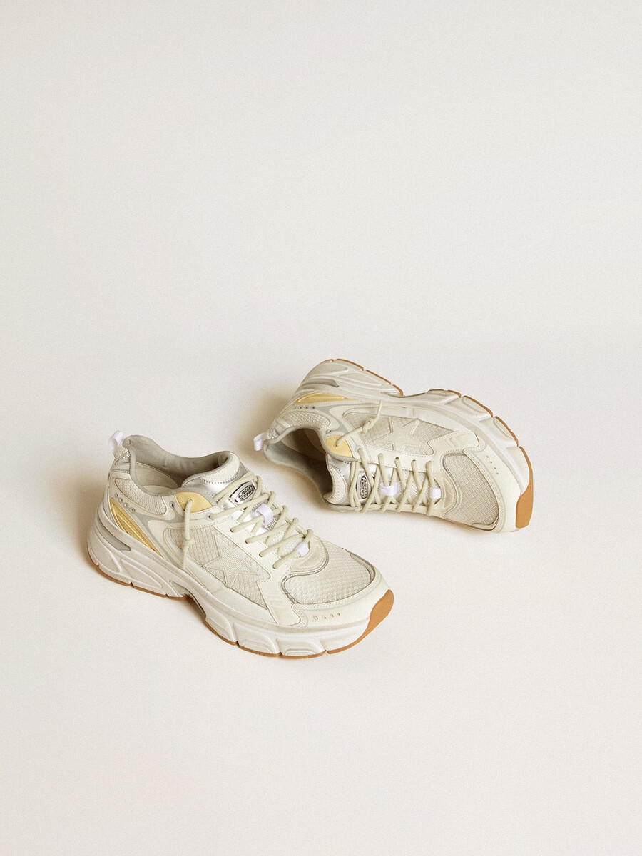 lightstar masculino em couro branco e malha com estrela branca desgastada