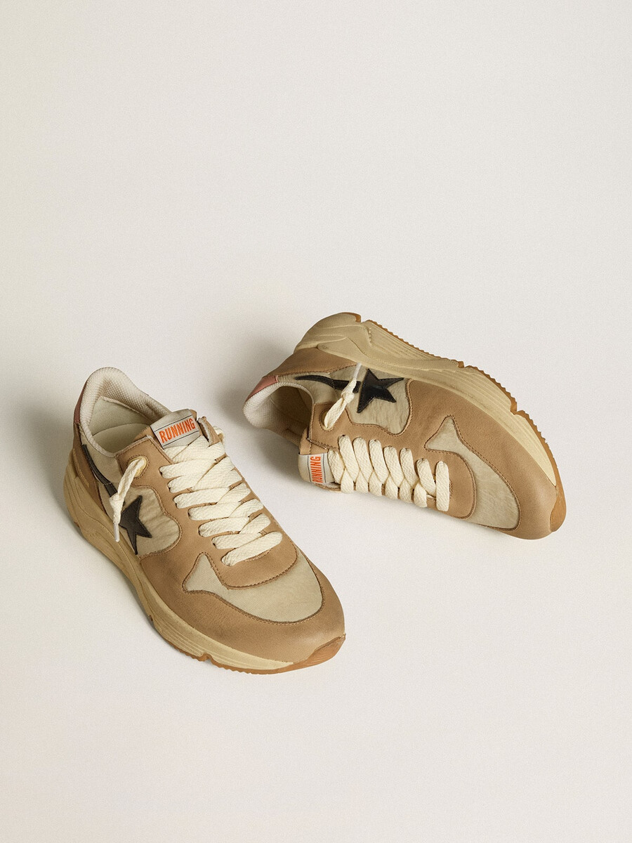running sole ltd em nylon e nobuck com estrela de couro e detalhe no calcanhar.