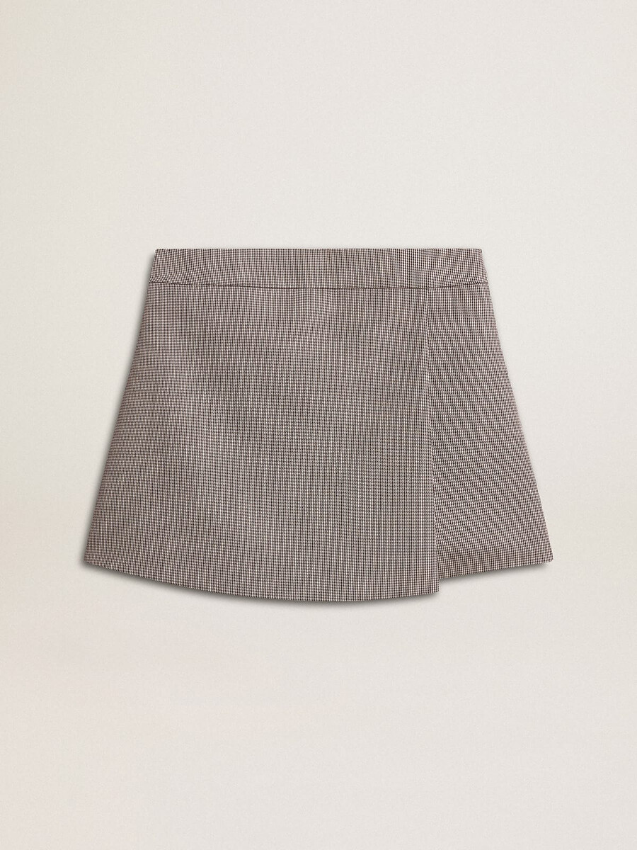 shorts curtos femininos cinza em lã pied-de-poule