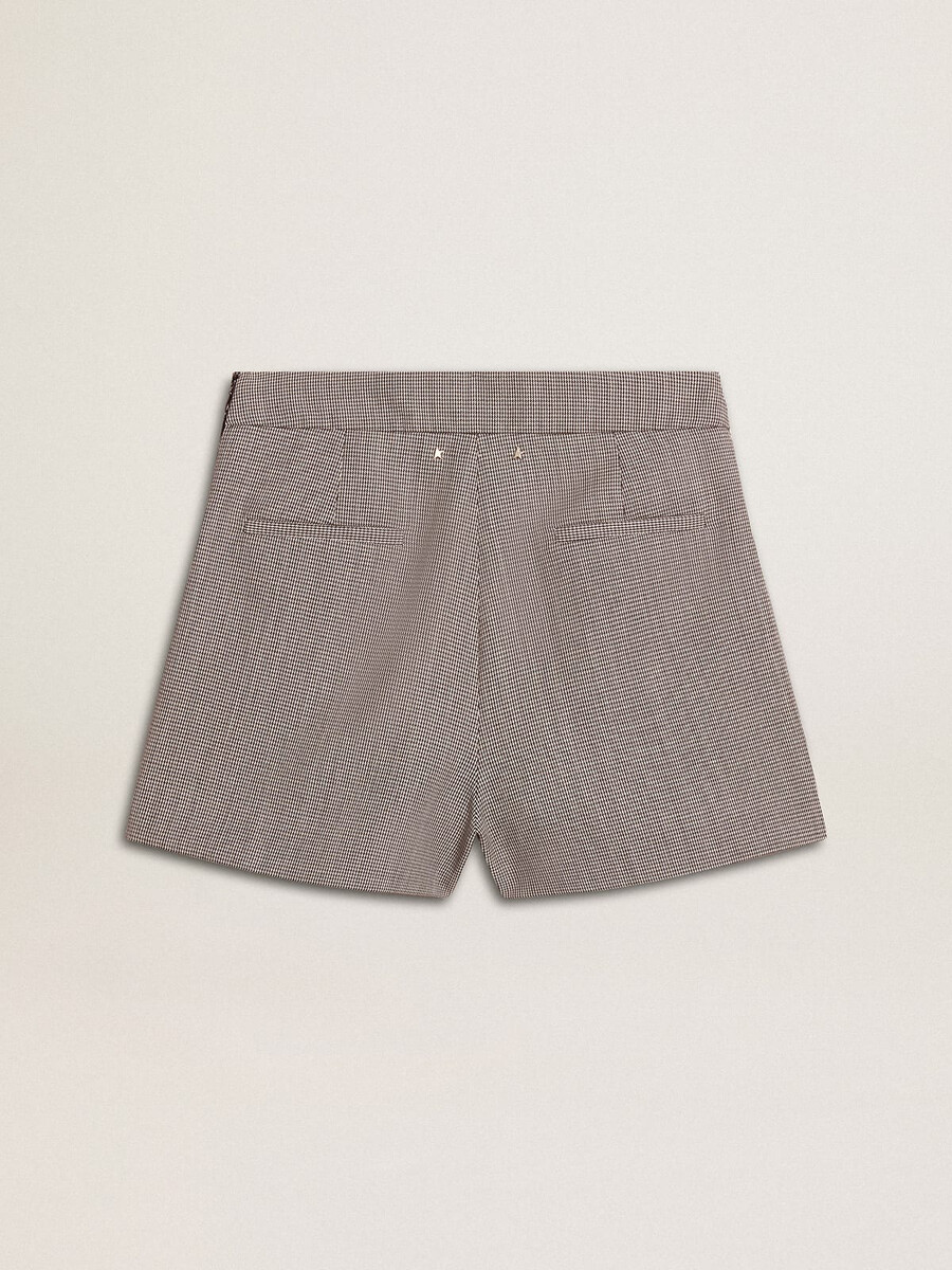shorts curtos femininos cinza em lã pied-de-poule