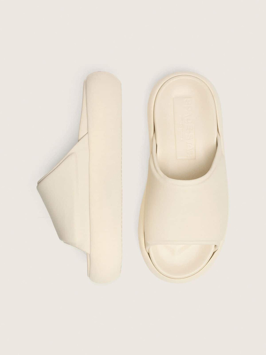 sandálias masculinas space-star slide em couro branco.