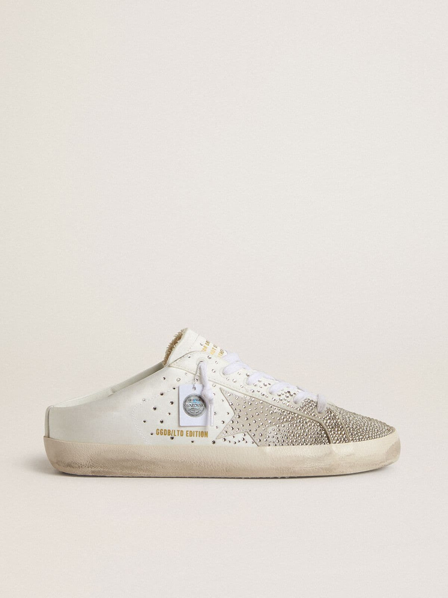 sapatilha feminina super-star sabot ltd com estrela em camurça cinza e cristais swarovski.