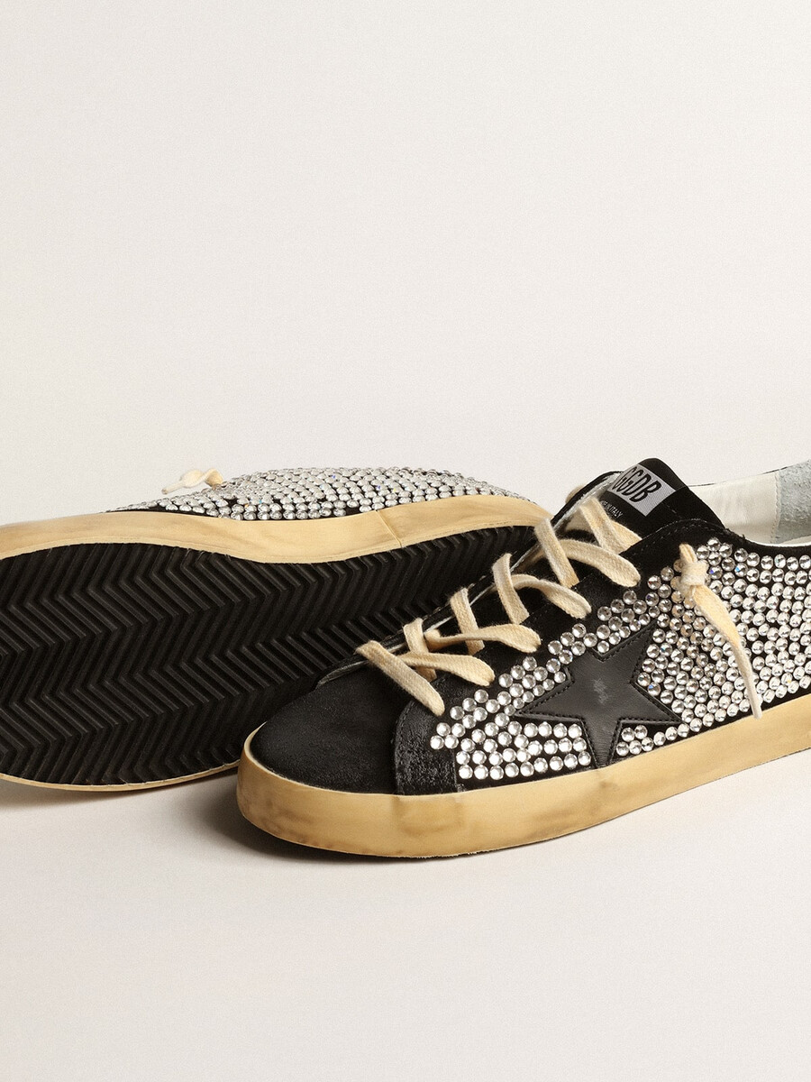super-star ltd com cristais swarovski e estrela de couro preto