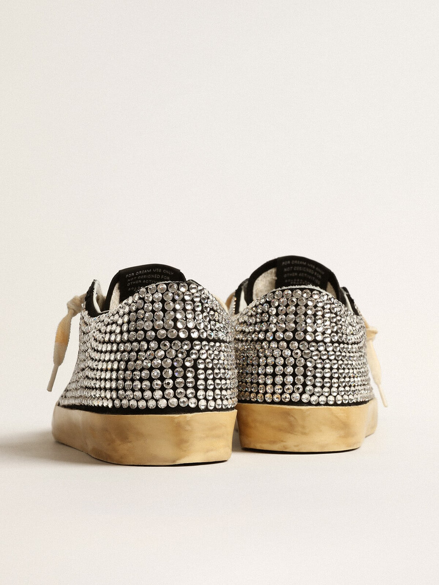 super-star ltd com cristais swarovski e estrela de couro preto